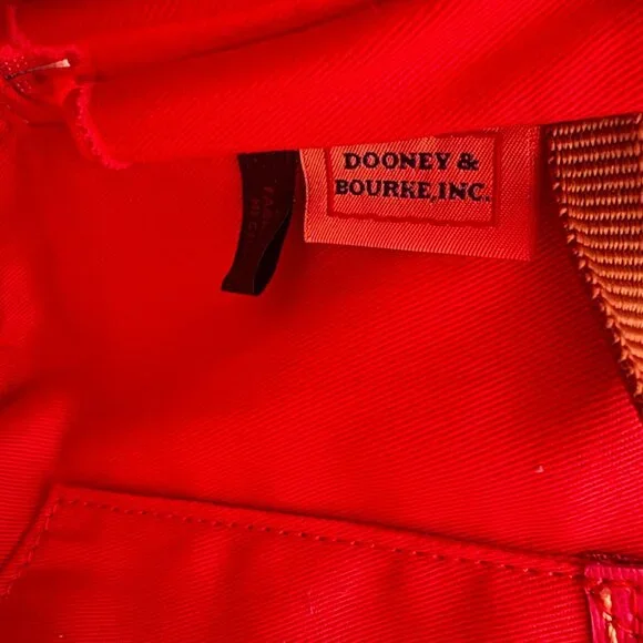 Dooney & Bourke Multicolor Logo Canvas Satchel With Pink Leather Trim & Dust Bag - Picture 10 of 16